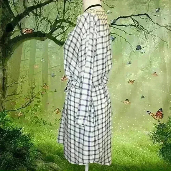 BB Dakota Baby Blue Checkered Jumper Dress - Picture 4 of 9